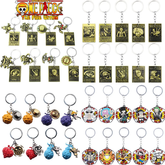 One Piece Luffy Straw Hat Keychain Rotatable Zoro Skull Metal Pendant Role-Playing Decorative Accessories Fan Jewelry Gift Pi-Mart