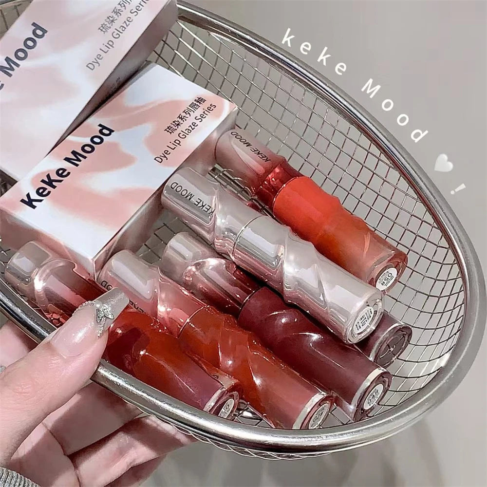 Crystal Nude Gray Glossy Lip Stain Mirror Korean Lip Glaze Sheer Nude Glitter Lip Tint Watery Shine Plumping Lipgloss Cosmetics Pi-Mart