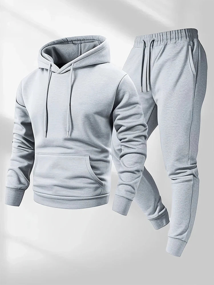 Men's Tracksuit Casual Hoodies Sweatshirts Suit Outdoors Gym Sports Jogging Clothing Autumn Winter Fashion Sweatpants 2 Pcs Sets Pi-Mart