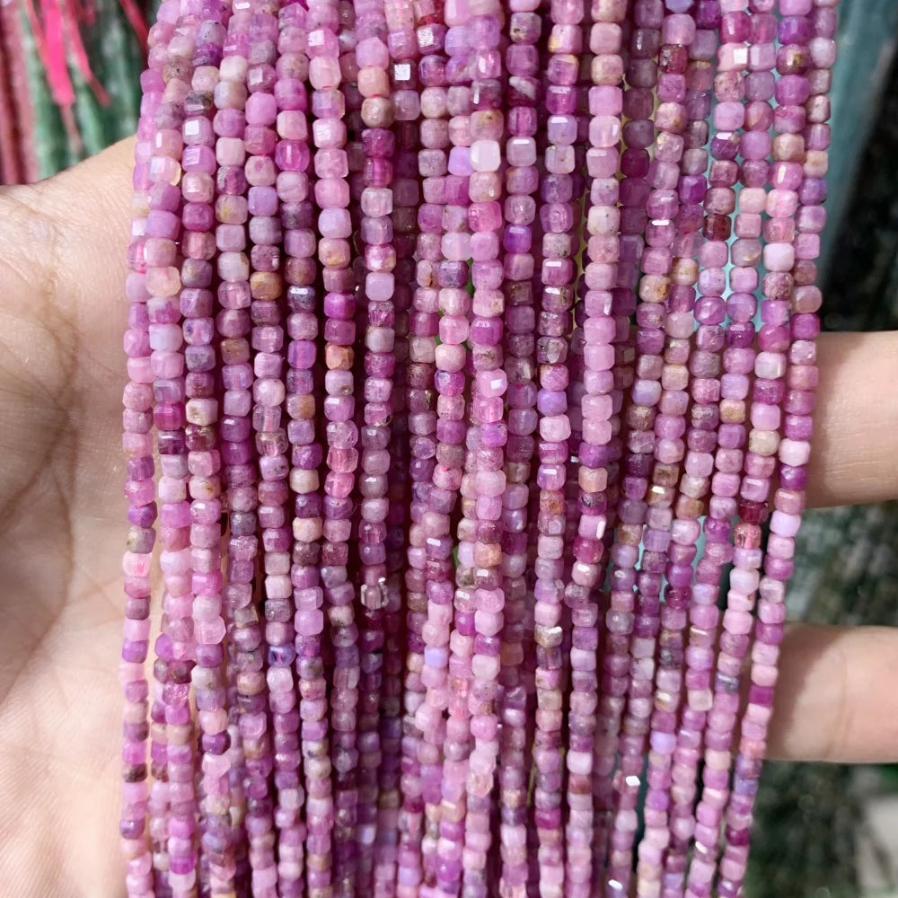2x2mmNatural Colored Tourmaline Blue Tourmaline Faceted Cube Beads Square Stone Beads for JewelryDIY Making  Gemstone Loose Bea Pi-Mart