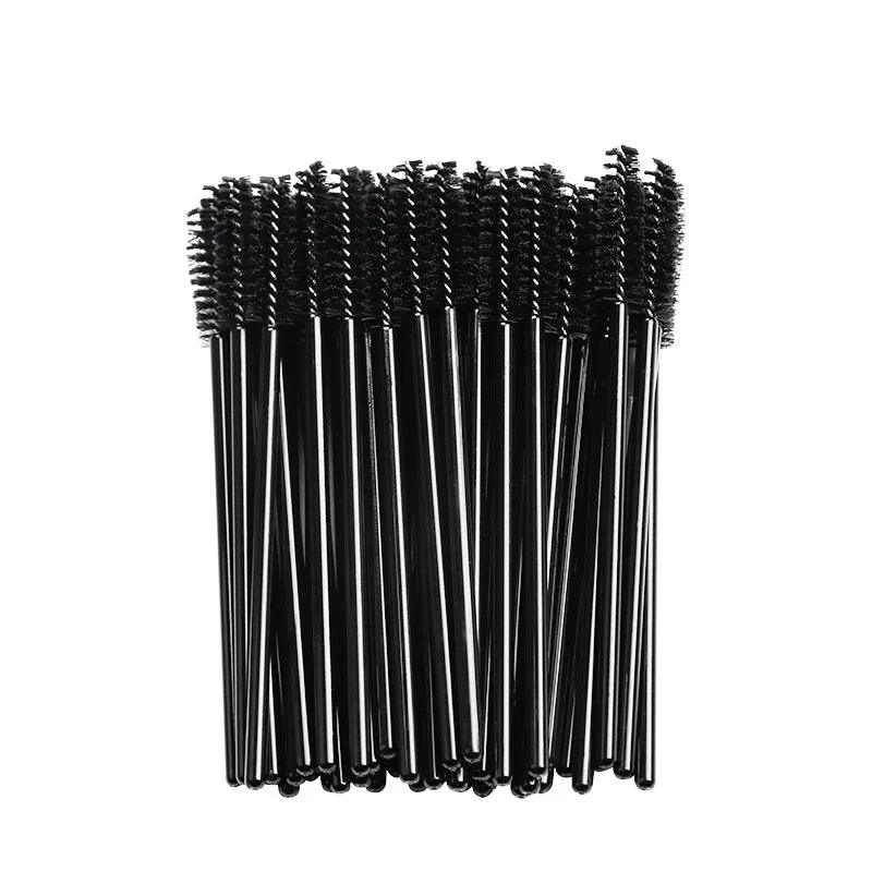 50Pcs Makeup brushes Disposable Crystal Eyebrow brush Diamond Handle Mascara Wand Applicator Eye Lashes Eyelash Extension Tools Tri Light Beauty