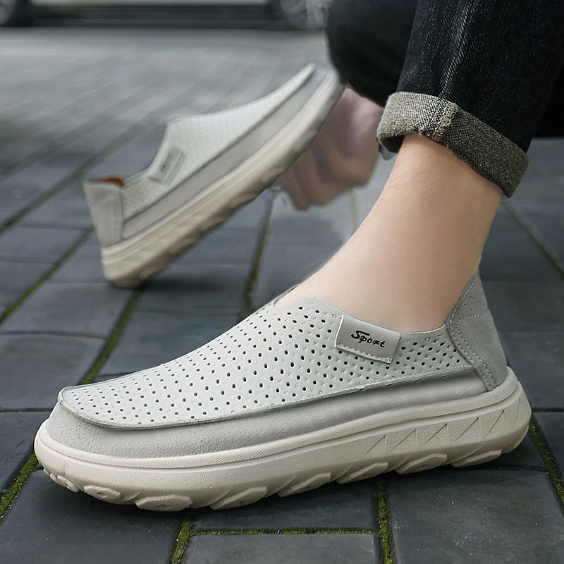 2026 New Men's Casual Shoes Fashion Comfortable Men's Shoes High Quality Leather Men Driving Shoes Handmade Flat Shoes Size 46 Pi-Mart