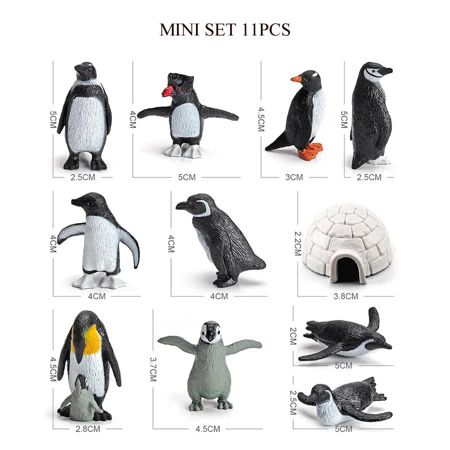 Realistic Mini Ocean Animal Figurines Plastic Marine Sea Creatures Whale Shark Dolphin Turtle Penguin Model Playset Gift for Kid LadyShow.Store