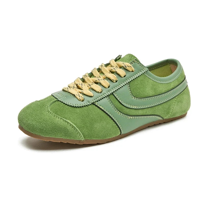 German Training Shoes Women 2026 New Genuine Leather Women Sneakers Flat Lace-up Retro Large Size Forrest Gump Shoes Women LadyShow.Store