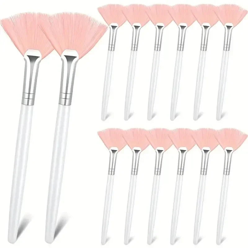 3/6/12 Pieces Facial Fan Mask Brushes Soft Mask Brush Applicator Esthetician Facial Mask Brushes For Women Girls Cosmetic Tools Tri Light Beauty