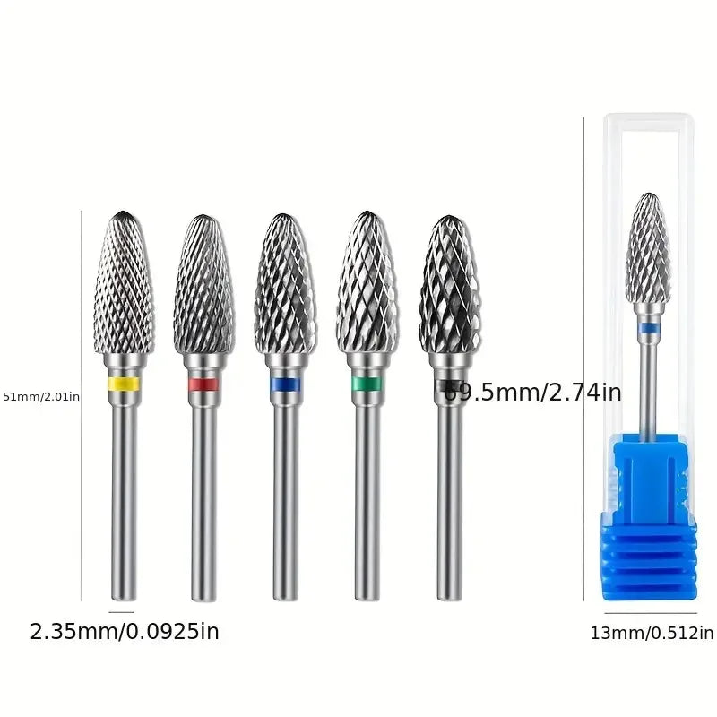Tungsten Carbid Nail Drill Bits Electric Manicure Drill Accessory Milling Cutters for Nail Gel Polish Remover Nail Tools Efiles Tri Light Beauty