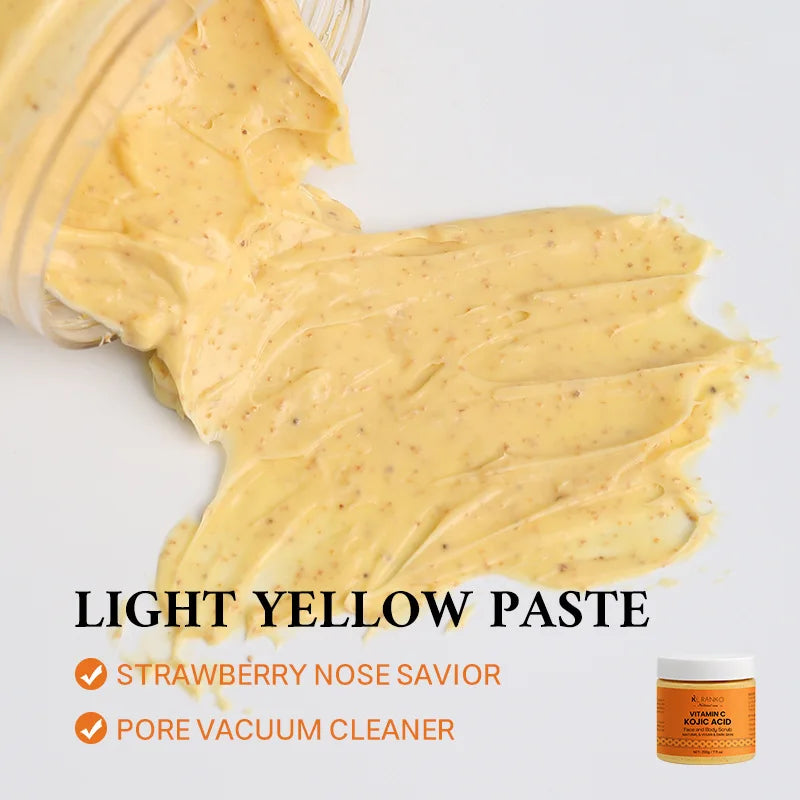 Vitamin C Kojic acid Natural Exfoliating Salt Body &Face Scrub Brightens and Softens Skin Deep Cleaning Anti Oxidative Skin Tone Pi-Mart