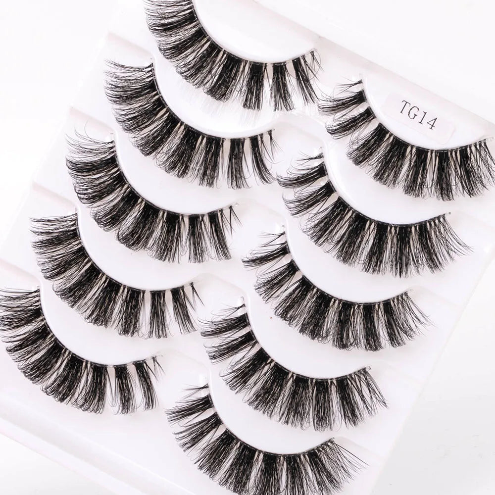 Yiernuo 1/5 Pairs Long Transparent Band Vegan Eyelash D Curl Russian Eyelashes Clear Band Lashes Invisible Band Lashes Pi-Mart