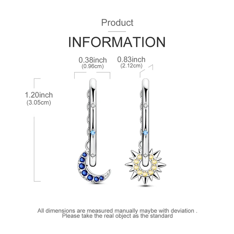 925 Sterling Silver Hoop Earring For Woman Night Sky Blue Purple Gemstone Original Earrings Fashion Jewelry Gift Pi-Mart