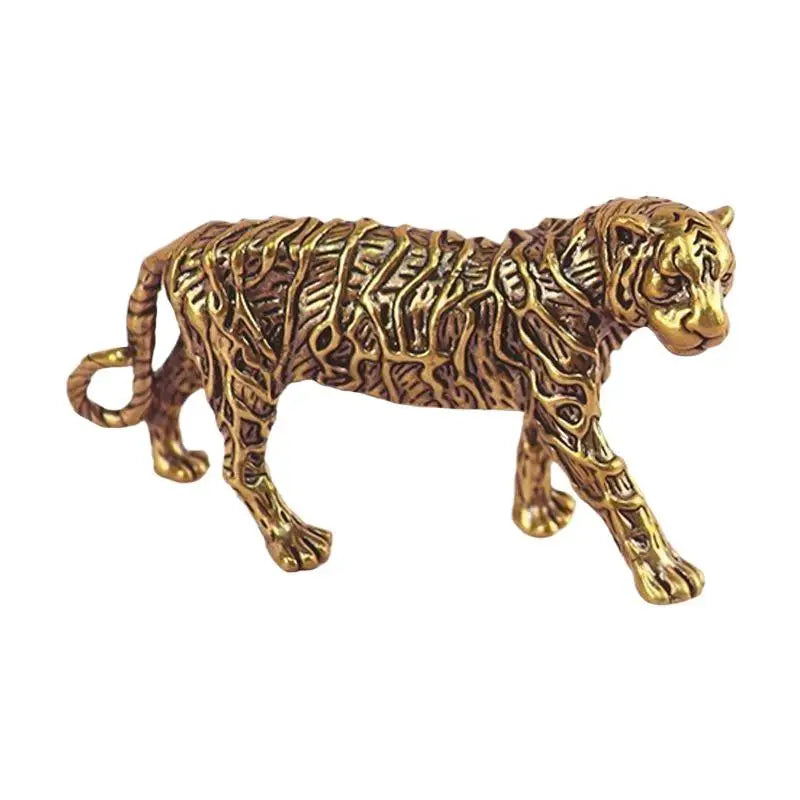 Solid Brass Tiger Figurine 1Pcs Pure Copper Detailed Animal Statue for Animal Collectors Home Table Decor Souvenir Gift Pi-Mart