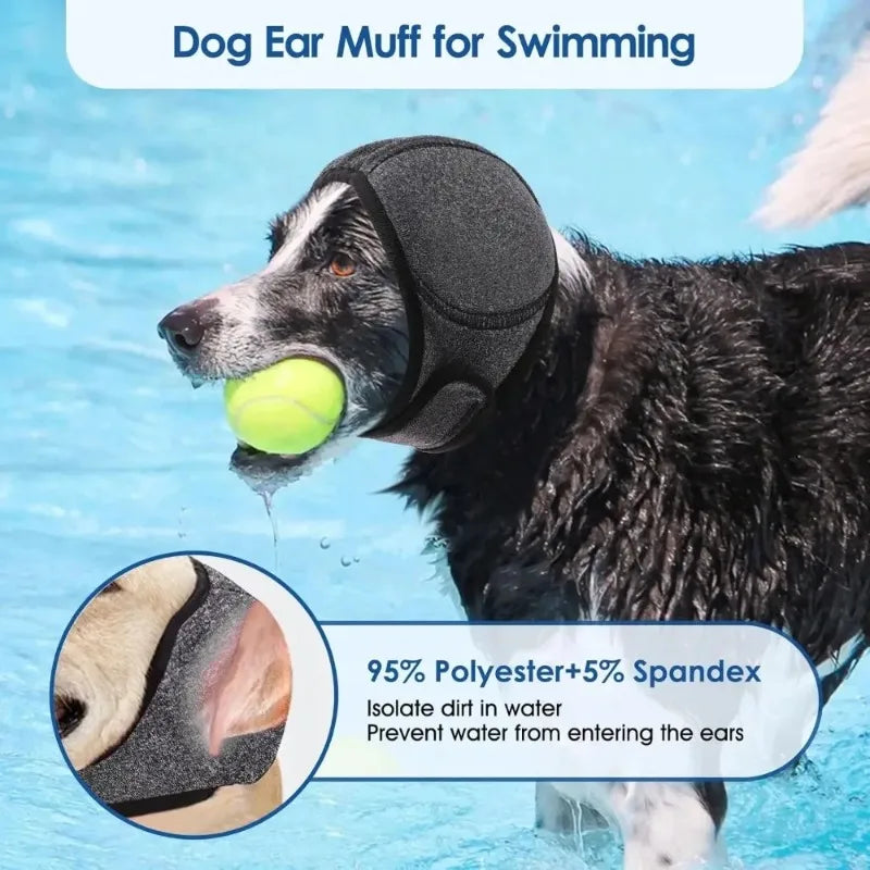 Waterproof Noise Cancelling Dog Ear Muffs for Swimming & Grooming - Calming Hood To Relieve Pet Anxiety & Prevent Shock Pi-Mart