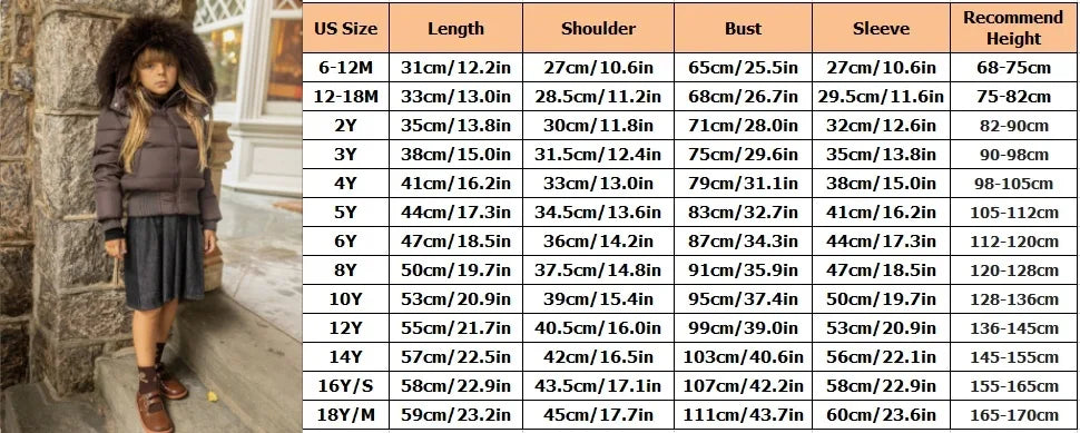 AP 2026 AW Winter down coat for kids High-quality white duck down coats waterproof fabric children outwear Pi-Mart