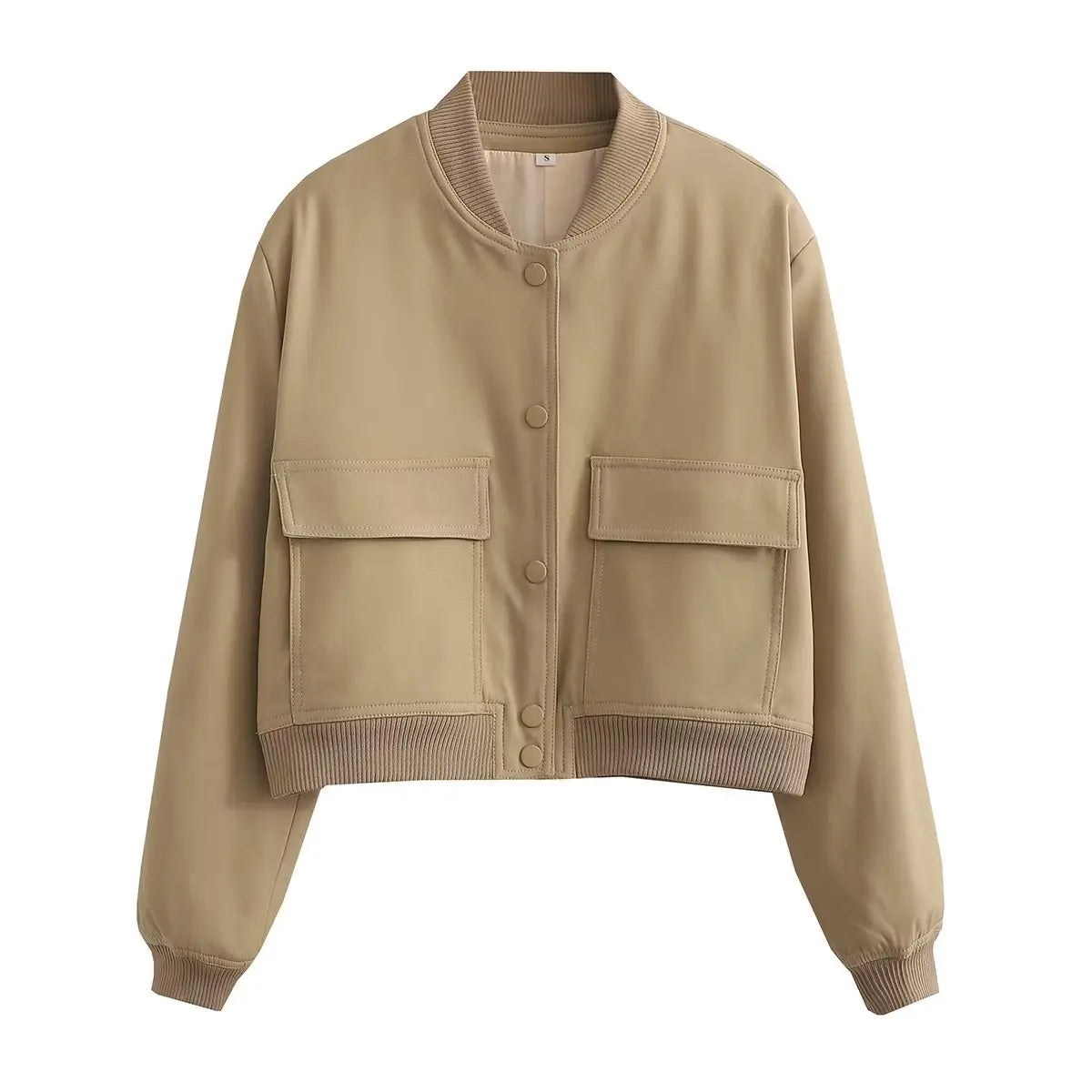 Willshela Women Fashion Solid Bomber Jackets Coat With Pockets V-Neck Single Breasted Long Sleeves Female Chic Lady Outfits LadyShow.Store
