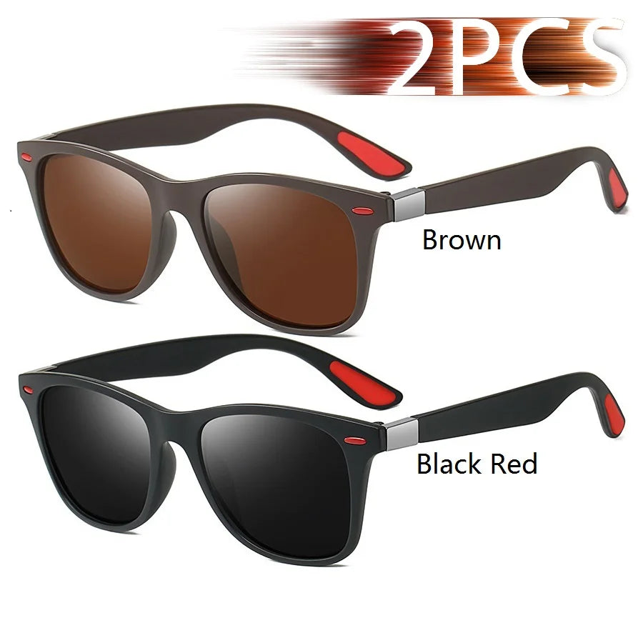 1-2-3PCS Fashion Vintage Square Unisex Driving Fishing Sunglasses Men Women Luxury Brand Designer Sun Glasses Anti-Glare Eyewear Pi-Mart