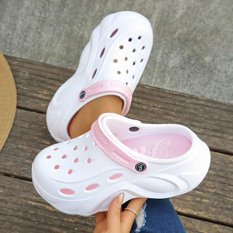 Chunky Platform Clogs Sandals Women 2024 Summer Soft Thick Bottom Beach Garden Shoes Woman Slide Non Slip Eva Wedge Slippers LadyShow.Store