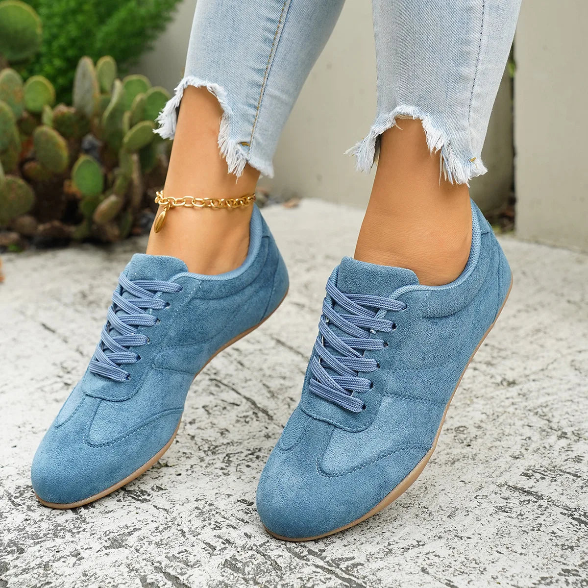 Women's Casual Flat-soled Non-slip Wear-resistant Sport Shoes Spring Autumn Round-toe Soft and Comfortable Women Single Shoes Pi-Mart