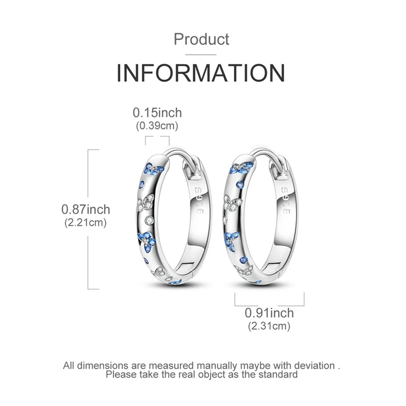 925 Sterling Silver Hoop Earring For Woman Night Sky Blue Purple Gemstone Original Earrings Fashion Jewelry Gift Pi-Mart