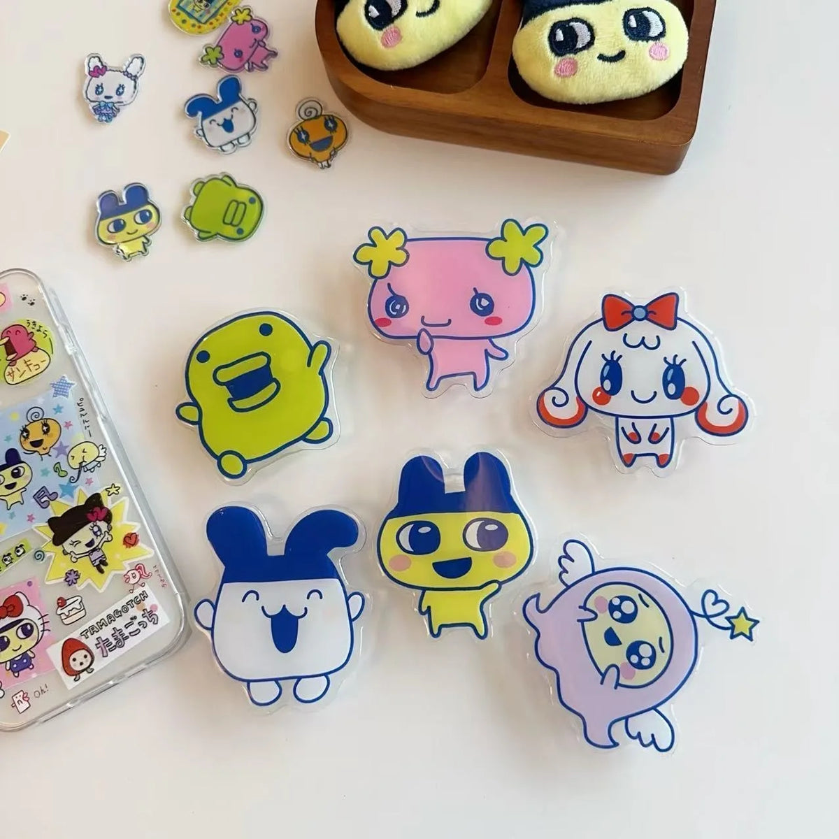 Kawaii Tamagotchi Family Magnetic Phone Stand With Retractable Airbag Strong Absorption Portable Anti-Fall Desktop Support Gifts Pi-Mart