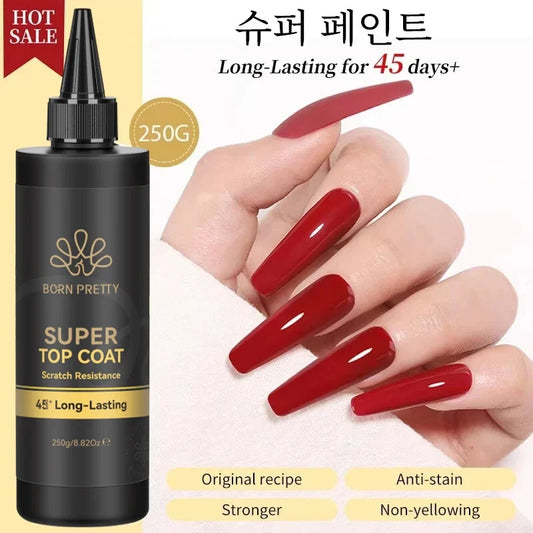 BORN PRETTY 250g Super Top Coat Professional Nail Art Soak Off Top Coat Long-lasting Anti-Stain Functional Gel Polish Tri Light Beauty