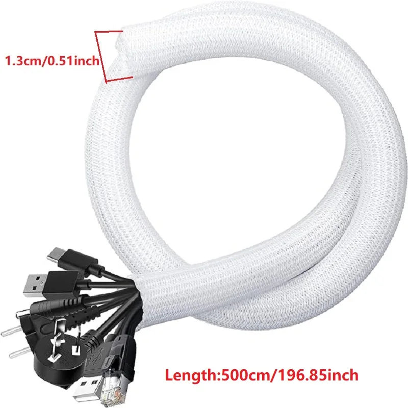 1M 3M 5M Braided Cable Sleeve PET Nylon Wrapping Cable Casing Cable Sleeves Wire for Desk PC TV Wire Protector Cable Wrap Cover Pi-Mart