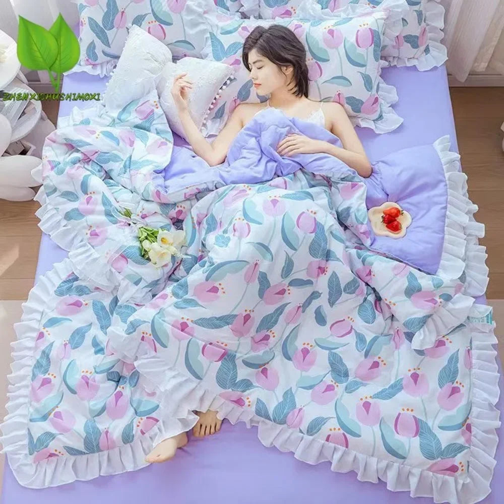 Summer Quilted Blanket Comforter Duvet Cover for Single Double Bed Air Condition Quilt Student Car Kids Adult Bed Cover Bedding Pi-Mart