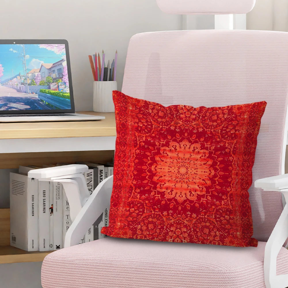 Persian Rug Pattern Pillowcase Living Room Sofa Cushion Cover Fashion Decorative Home Decor 45X45cm Two Sides Short Plush Pi-Mart