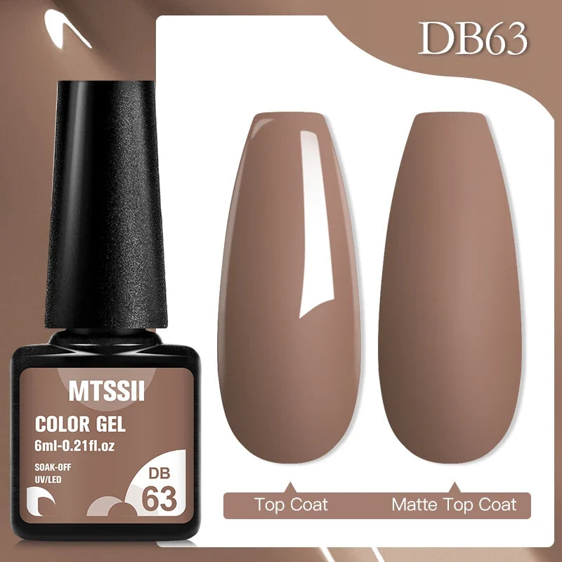 Mtssii 6ML Chocolate Color Gel Nail Polish Brown Semi Permanent UV Gel Autumn Winter Popular Soak Off Nail Art Gel Varnishes Tri Light Beauty