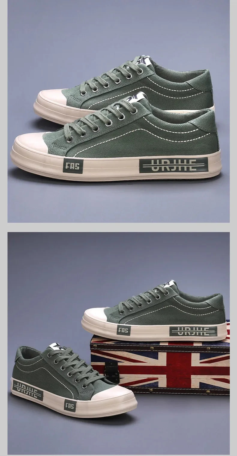 2026 New Men Canvas Shoes Breathable Outdoor Mens Casual Shoes Comfortable Spring Autumn Cloth Flat Shoes Black Walking Sneakers Pi-Mart