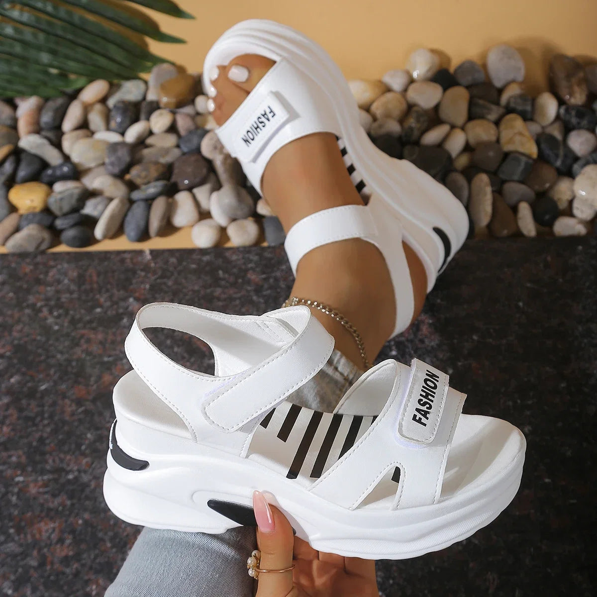 2025 New Women Platform Wedge Sandals Summer Fashion Comfortable Shoes Women Light Casual Velcro Beach Shoes Zapatos De Mujer LadyShow.Store