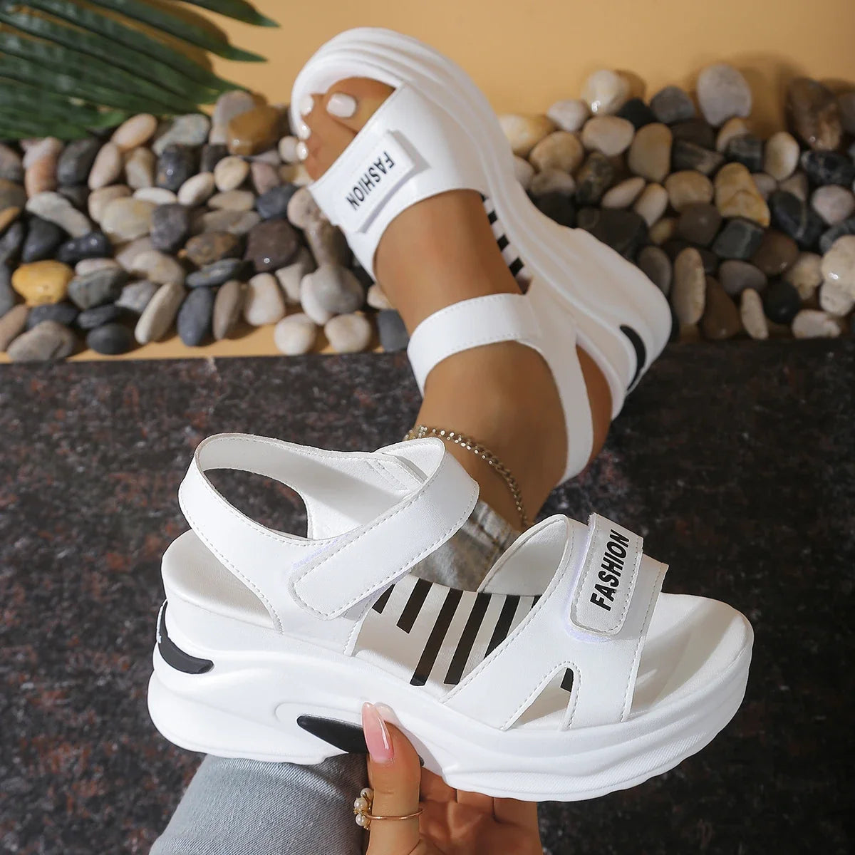 2025 New Women Platform Wedge Sandals Summer Fashion Comfortable Shoes Women Light Casual Velcro Beach Shoes Zapatos De Mujer LadyShow.Store