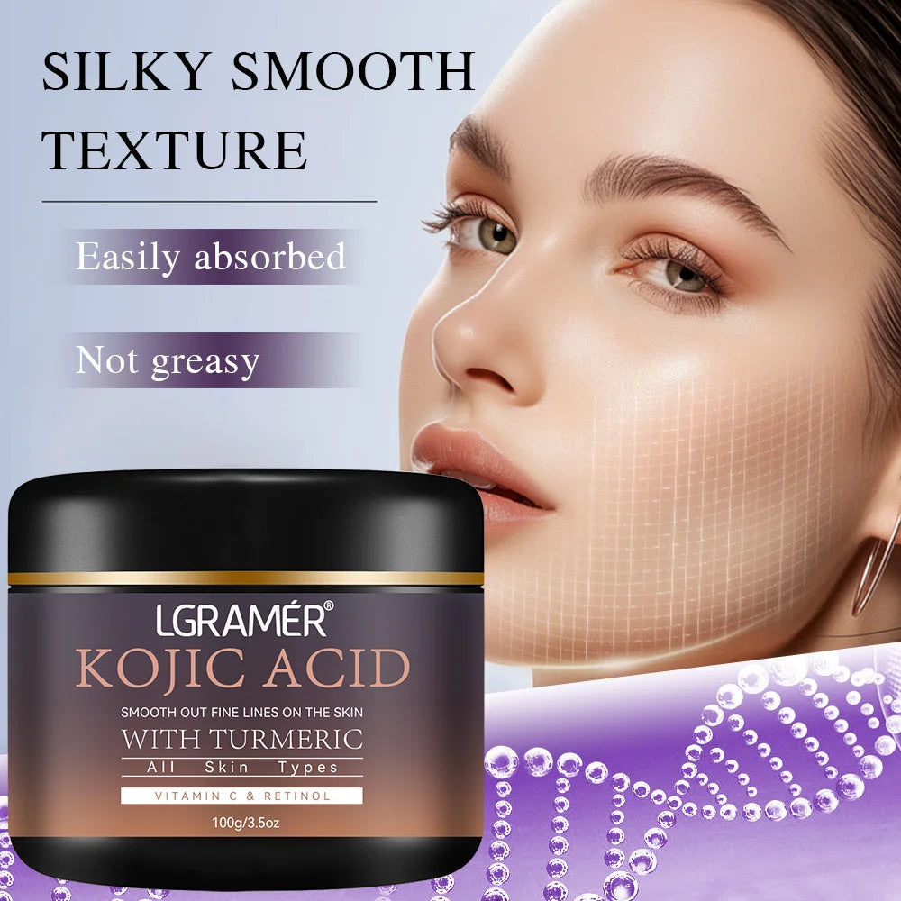 Kojic Acid Vitamin C &Turmeric Moisturizer Face Cream Fade Dark Spot Wrinkle Brightening Skin Firming Tighten Lighten Face Cream Pi-Mart