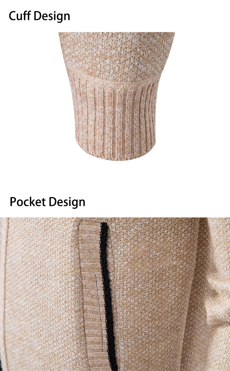 Autumn And Winter New Jersey Men's Casual Sports Coat Solid Color Stand Collar Wweater Grab Fleece Warm Zipper Cardigan Pi-Mart