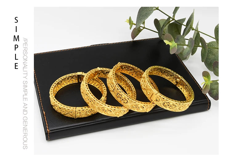 Indian Gold Color Tassel Bracelets Ring For Women Dubai African Hard Charm Bangles Wedding Arabic Hand Jewelry Party Gifts Pi-Mart