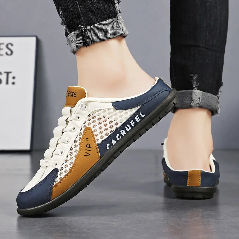 Men's Fashion Soft-soled Half Slippers Summer Men Trendy Bottom Casual Shoes Soft Sole Sneakers Zapatos De Hombre Plus Size 48 Pi-Mart