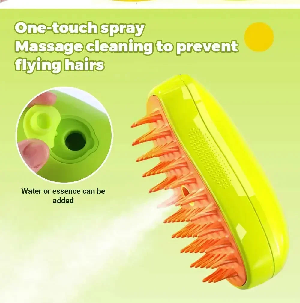 Dog Cat Steamy Brush Steam Brush Electric Sprayer for Massage Pet Grooming Tool Shedding 3 in 1 Electric Sprays Massage Combs Pi-Mart