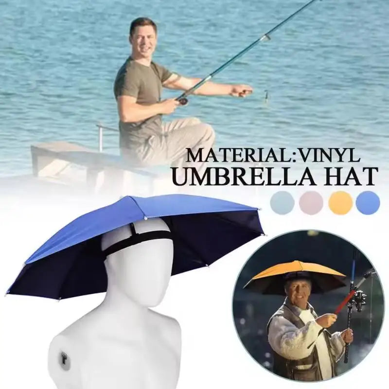 Foldable Head Umbrella Hat Windproof Fishing Head Wearing Sunshade Rain Gear Outdoor Portable Umbrella Camping Beach Head Hats Pi-Mart