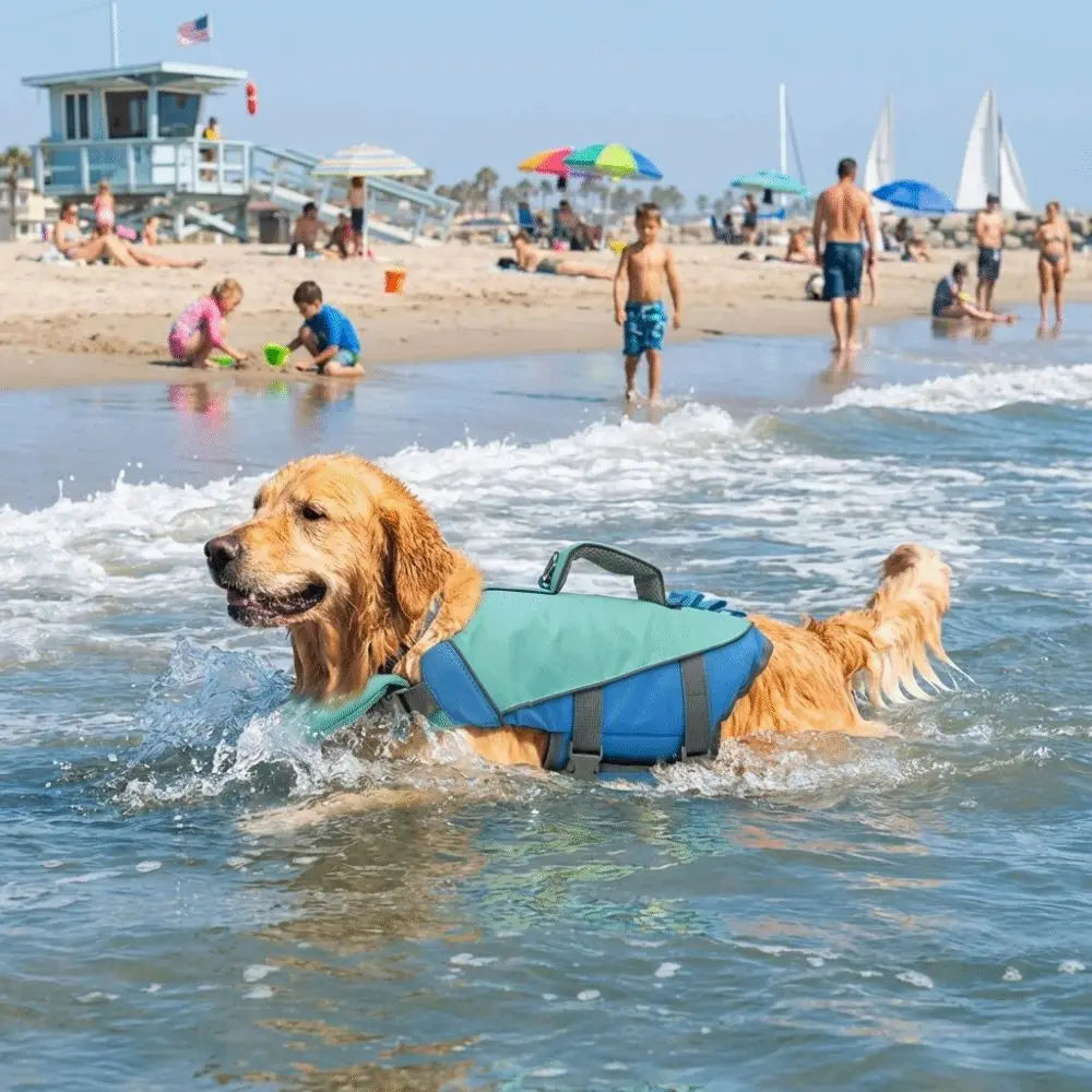 Pet Supplies Reflective Stripes Dog Life Jacket Adjustable Large Buoyancy Safety Vest Breathable Pet Life Vest Water Sports Pi-Mart