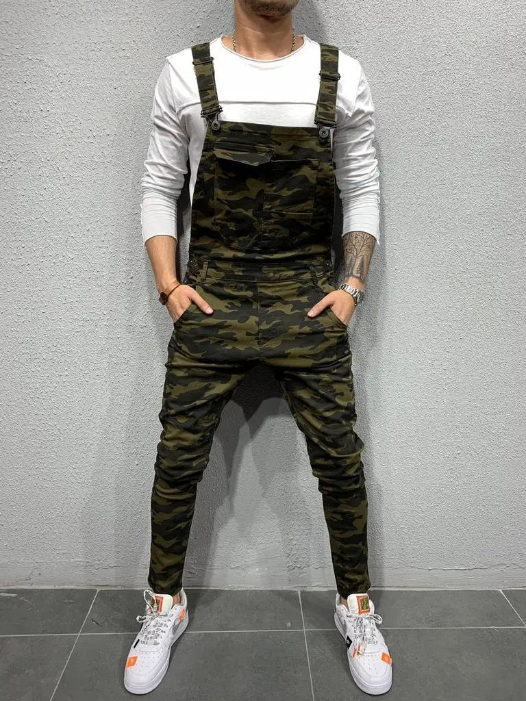 Women Jeans Rompers Washing Ankle Length Overalls Pencil Pants One Piece High Street Pockets Spliced Solid Slight Strech LadyShow.Store