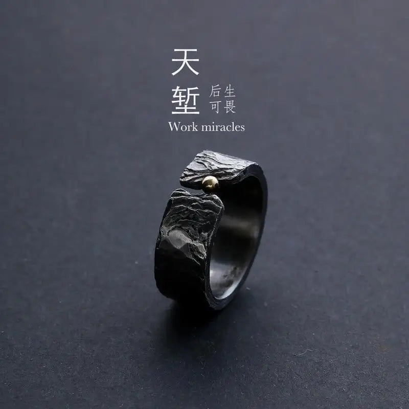 Men's high-end atmospheric ring original men's and women's national style personality new trend Chinese ring Pi-Mart