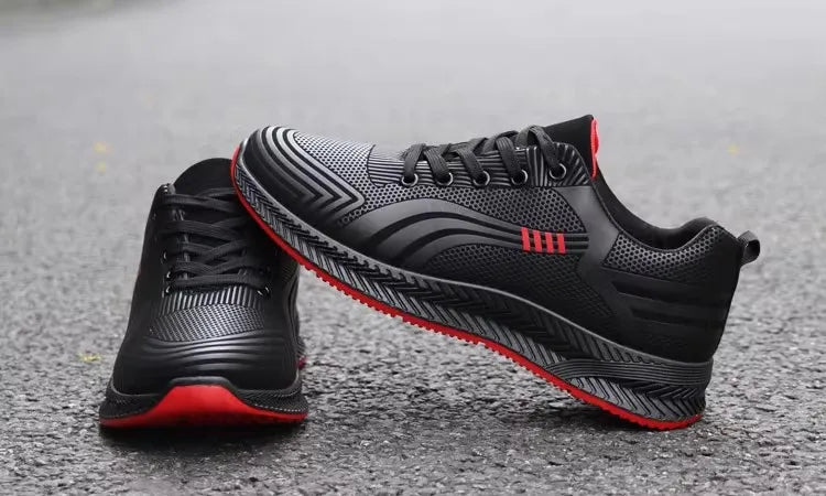 Waterproof Men's Sneakers Casual Running Shoes Soft Bottom Black Leather Sports Shoes Pi-Mart
