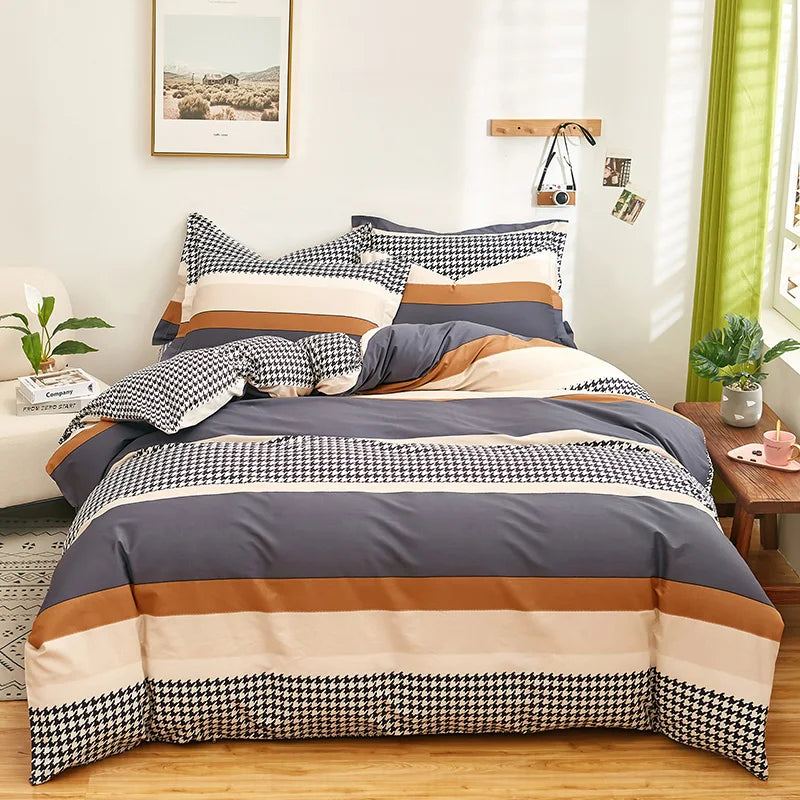 3PC 100% Cotton Duvet Cover Set Printing Bedding Set Cotton Soft Skin Friendly 1 Quilt Cover 2 Pillowcase Pi-Mart