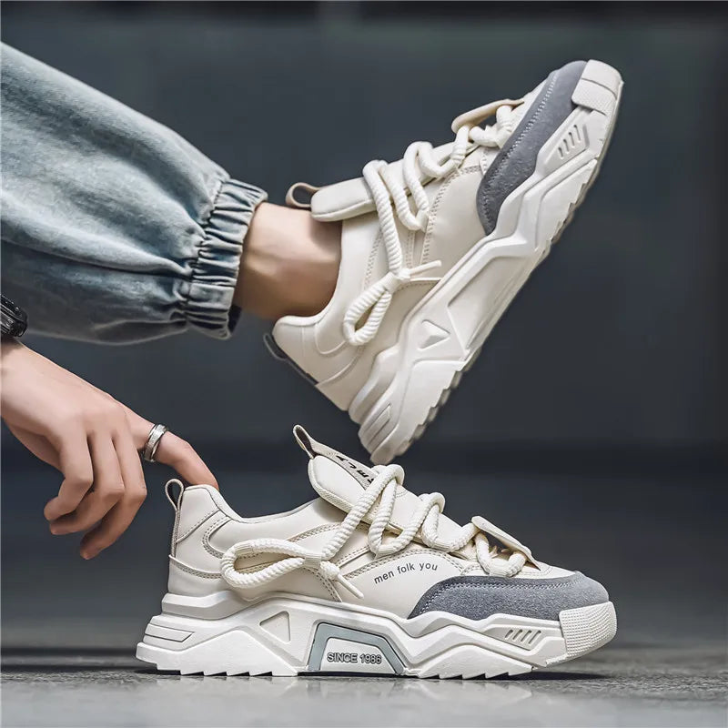 New Men's Casual Sneakers 2025 Spring Fashion Versatile Low-Top Skateboard Shoes for Men Suitable for Outdoor Sports Pi-Mart