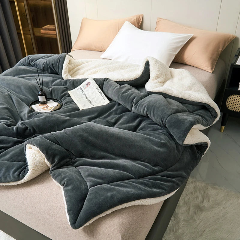 Spring Imitation Lambswool Multi-functional Blanket Queen Blankets for Bed Soft Plush Comfortable Milk Fleece Blanket for Throw Pi-Mart