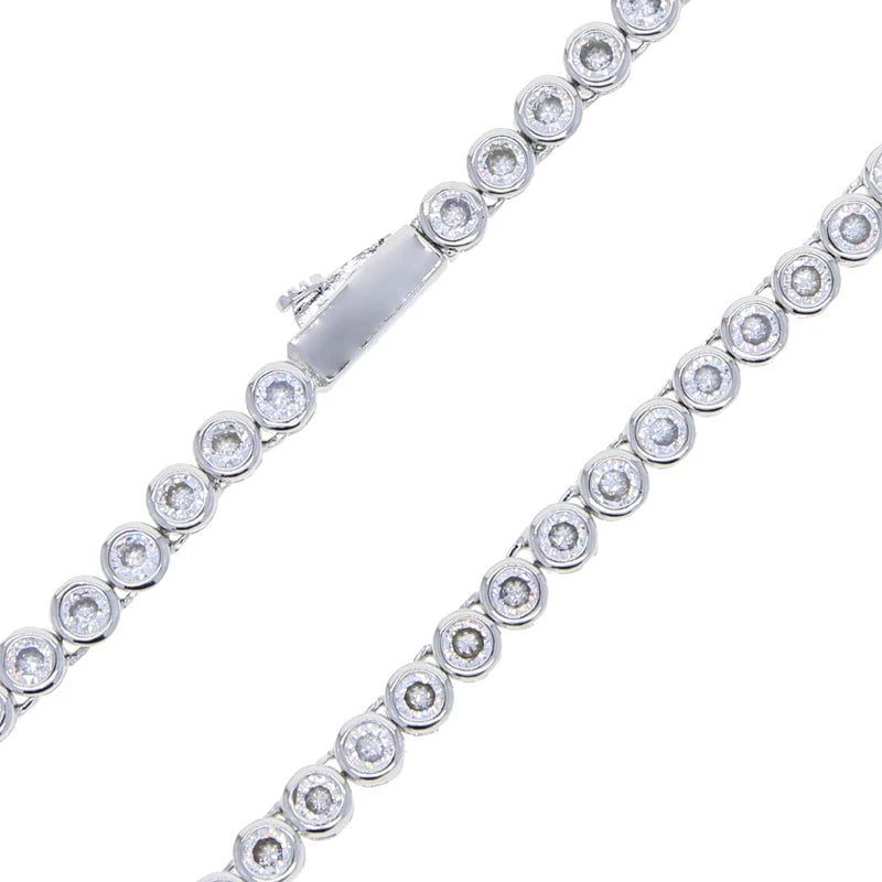 Geometric High Quality Fashion Women Jewelry Bezel Set Round Shaped Tennis Chain Bracelet Necklace Set Pi-Mart
