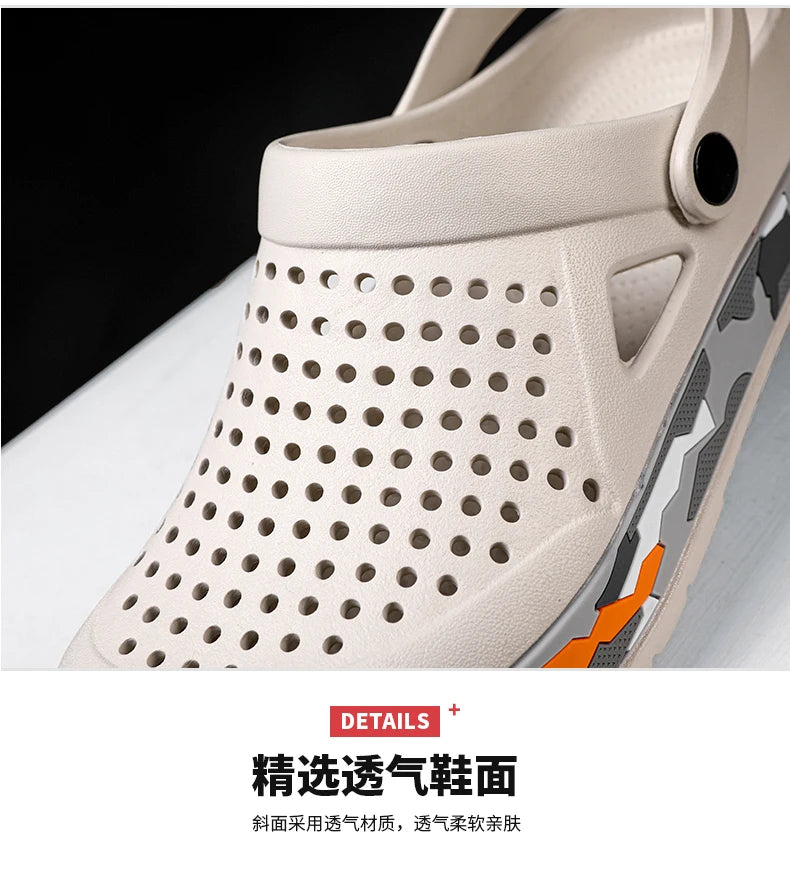 Men's summer casual hole shoes non slip lightweight breathable Two wearing men's sandals fashion comfort beach shoes slippers Pi-Mart