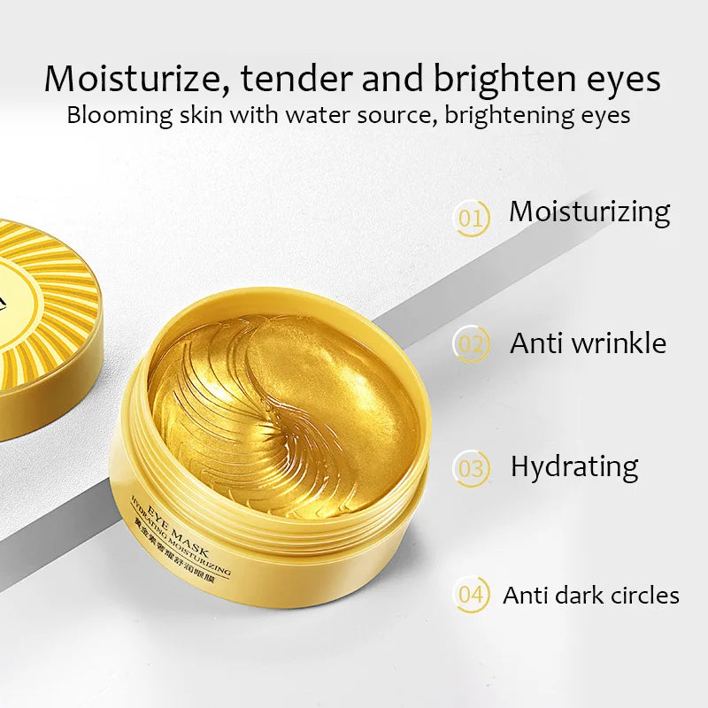 120pcs BIOAQUA  Gold Crystal Collagen Eye Mask Anti Dark Circles Anti-Wrinkles Seaweed Moisturizing Eye Patches Eyes Skin Care Pi-Mart