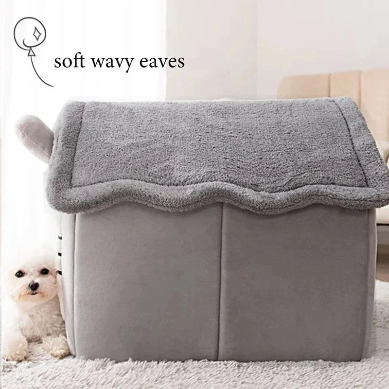 Winter Warm Foldable Pet House Detachable Washable Liner Comfort Kennel Bed for Small Medium Dogs and Cats Indoor Rest Nest Pi-Mart