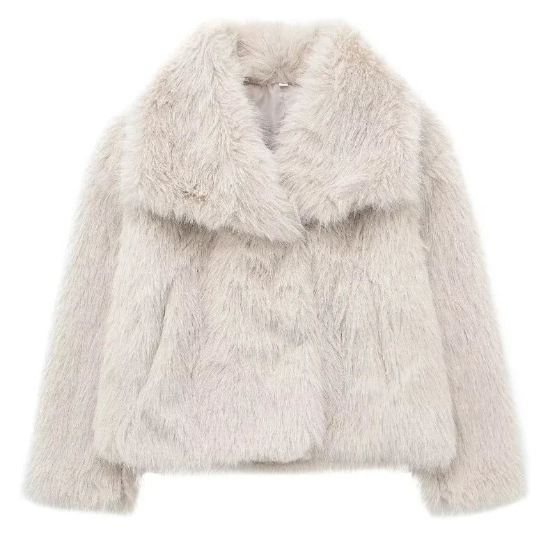 MUJER Faux Fur Hairy Coat Woman Warm Winter Fluffy Coat Women New Plush Jackets for Women Outerwears Luxury Women's Teddy Coats LadyShow.Store