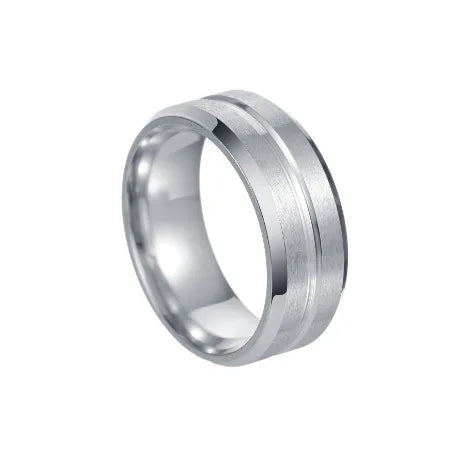 8mm Stainless Steel Men Rings Wholesale Black Groove Matte Wedding Engagement Party Gift Anniversary Rings For Women Jewelry Pi-Mart