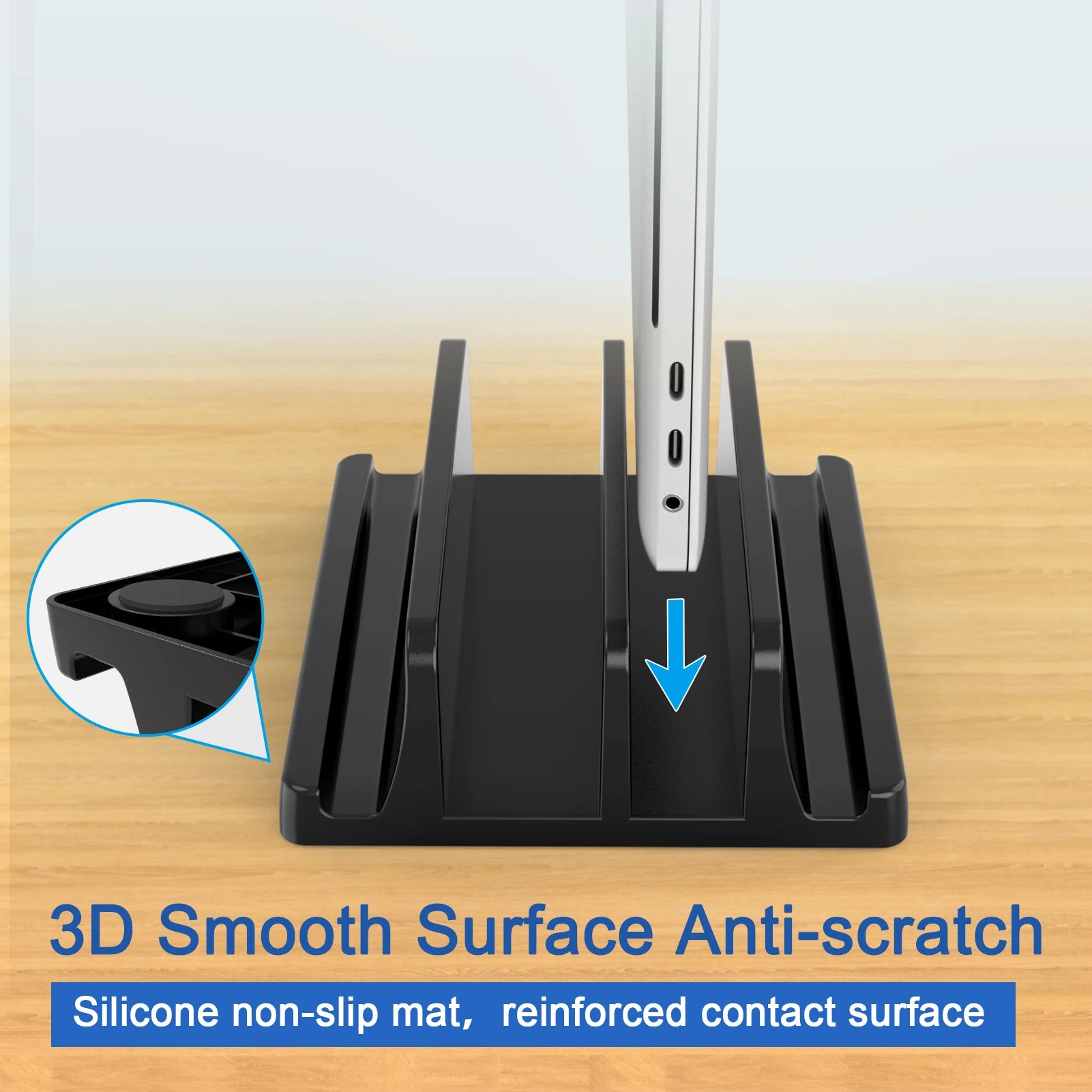 Vertical Laptop Stand for Desk,Dual Slots Plastic Laptop Holder with Space Saving Design,Laptop Stand Supports MacBook Pi-Mart